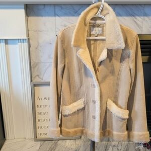 Fairweather Genuine Suede Leather Shearling Jacket Penny Lane Coat Y2K Med